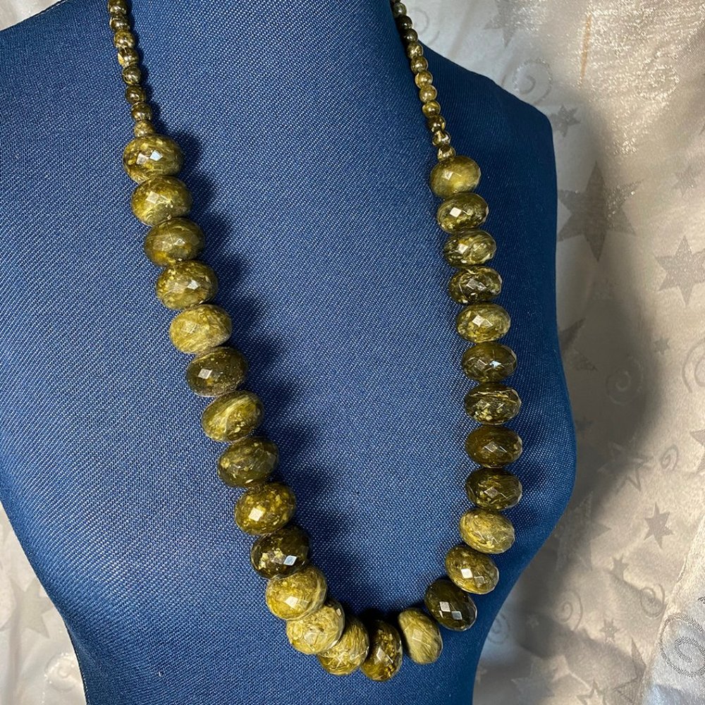 Natural Green Quartz Necklace, New, Beaded, 31"